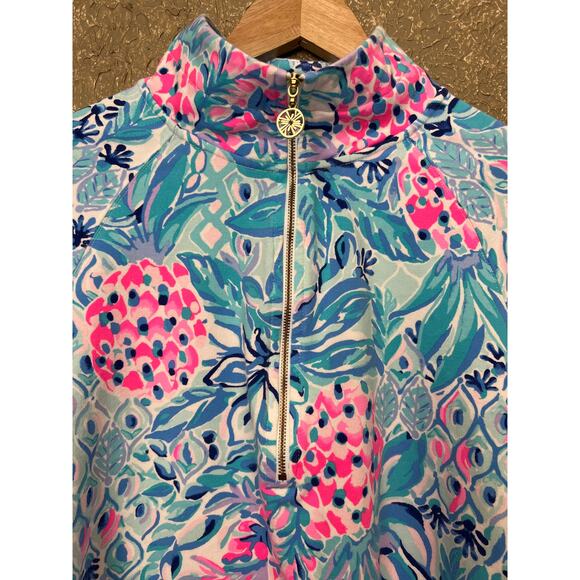 Lilly Pulitzer Skipper Cropped Popover Zanizibar Blue Party Princess Medium - Picture 3 of 7